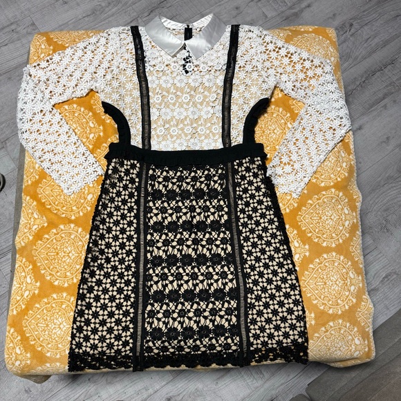 VENUS Womenβs Cut out Tweed dress 8 floral embroidered elegant midi long sleeve - Picture 3 of 16